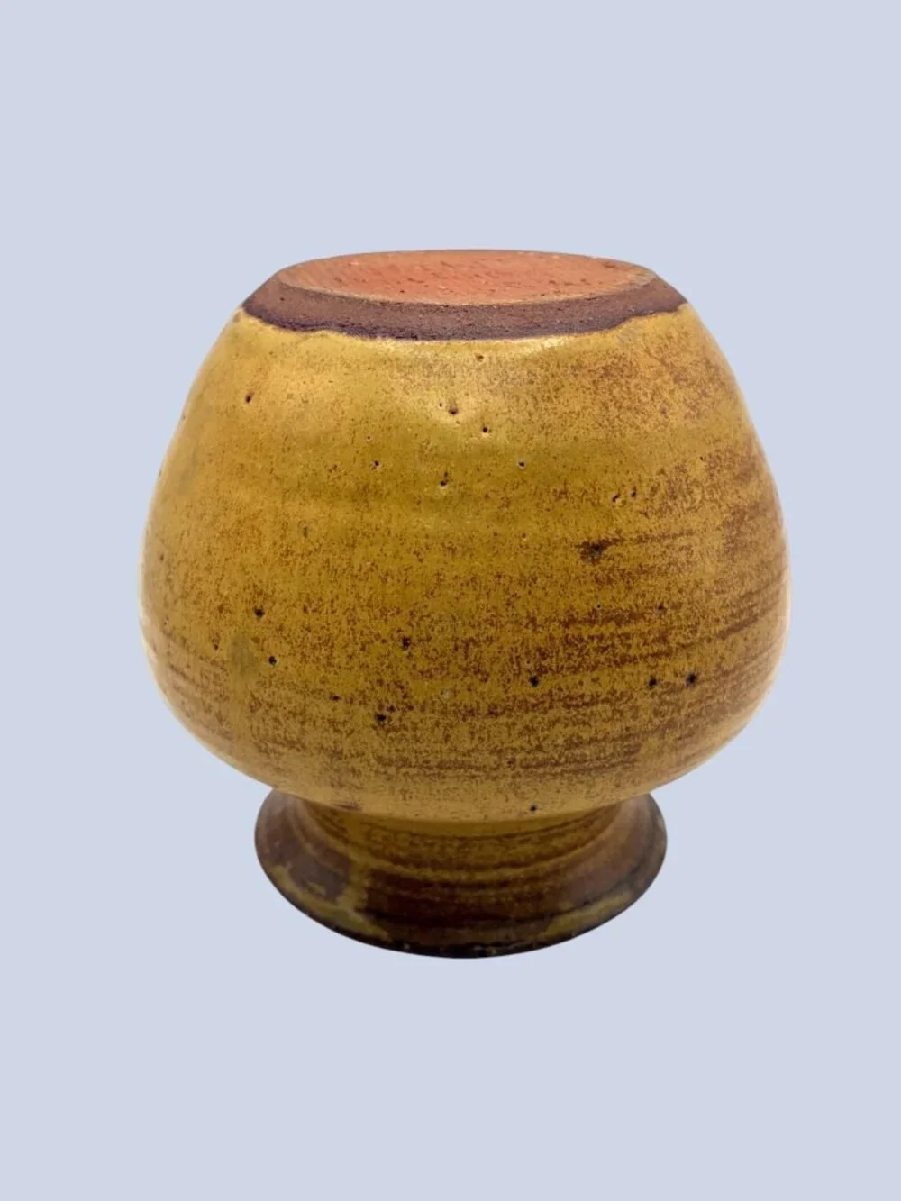 Signed M.S. Campbell 1978 Studio Pottery Vase Mustard Brown Glaze Handmade Art